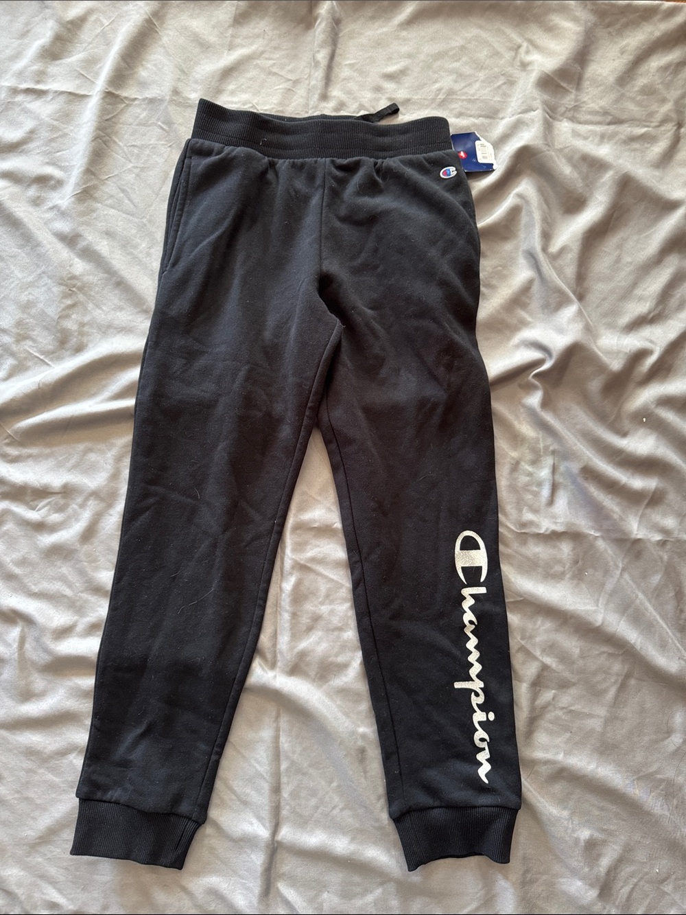 Champion Black Kids Logo Joggers with White Script
